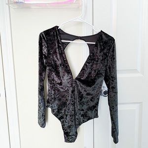 Black velvet body suit